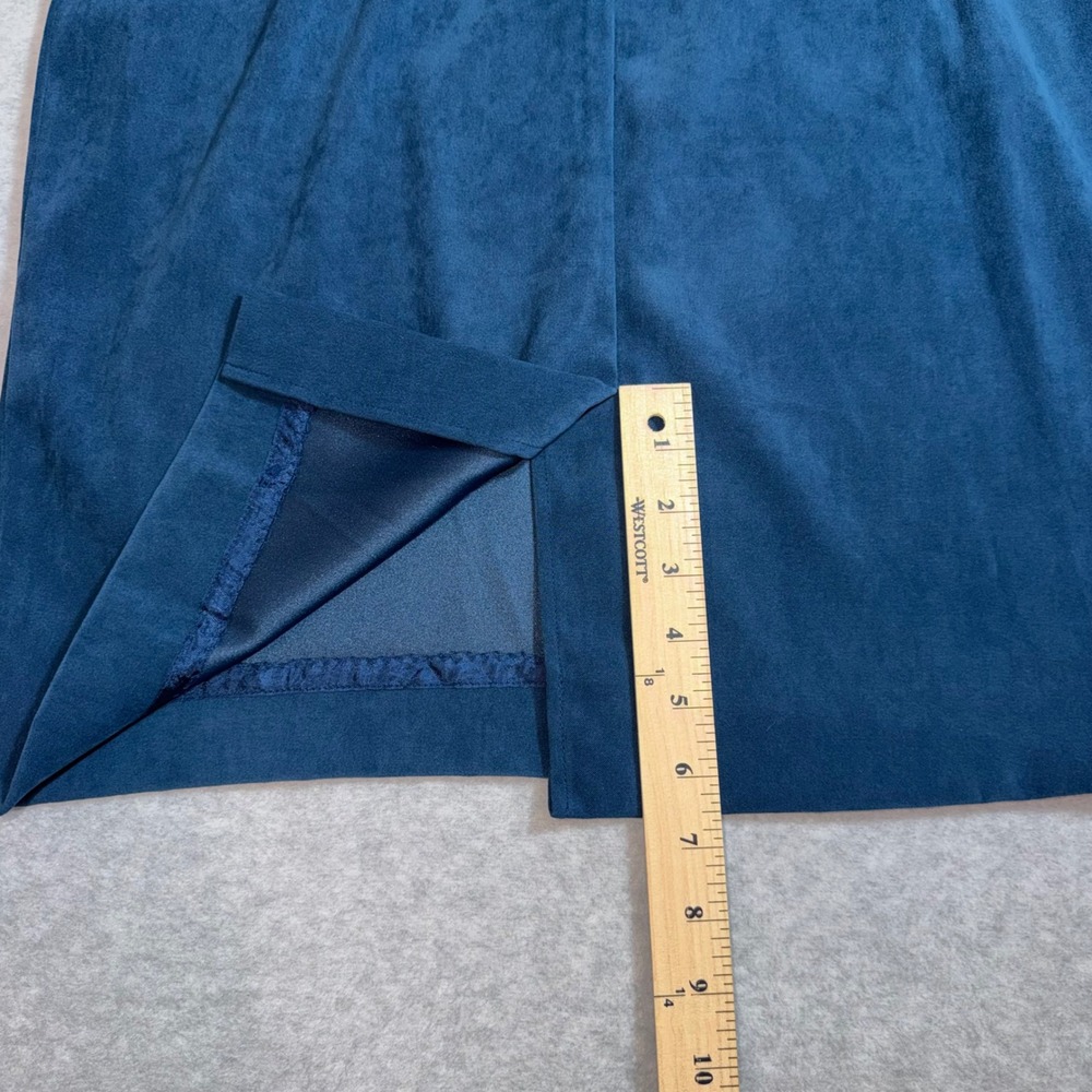 Vintage Worthington Sheath Dress 12P Dark Teal Faux Suede Pleated Short Sleeve - Picture 8 of 12